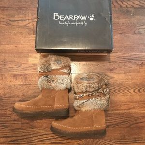 Bear paw rabbit fur boots new